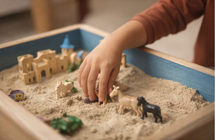 Child engaging in creative play activity